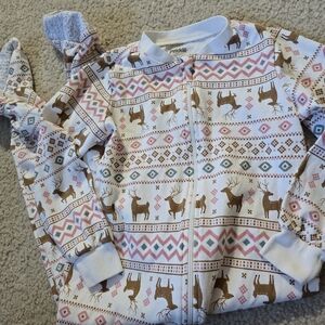 🌈 3T 4T PEKKLE Reindeer Patterned Onesie Pajamas